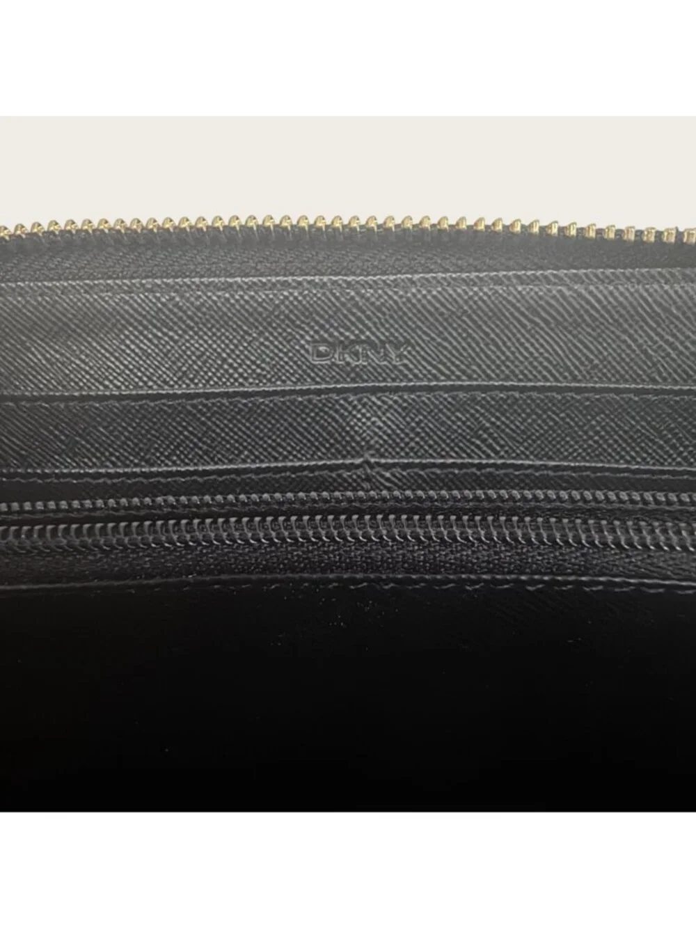 DKNY Black Croc Embossed Faux Leather Zip-Around Wallet With Wristlet Strap